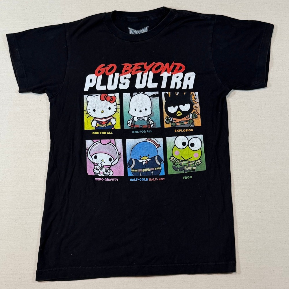 Sanrio My Hero Academia Go Beyond Plus Ultra Black Graphic T-Shirt Small